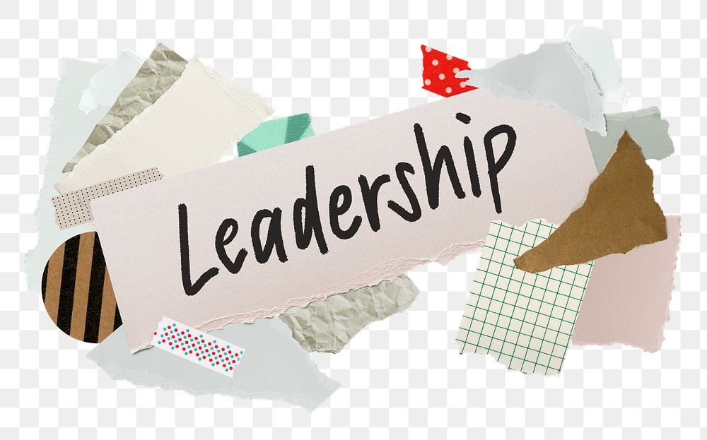 Leadership png word sticker typography, aesthetic paper collage, transparent background