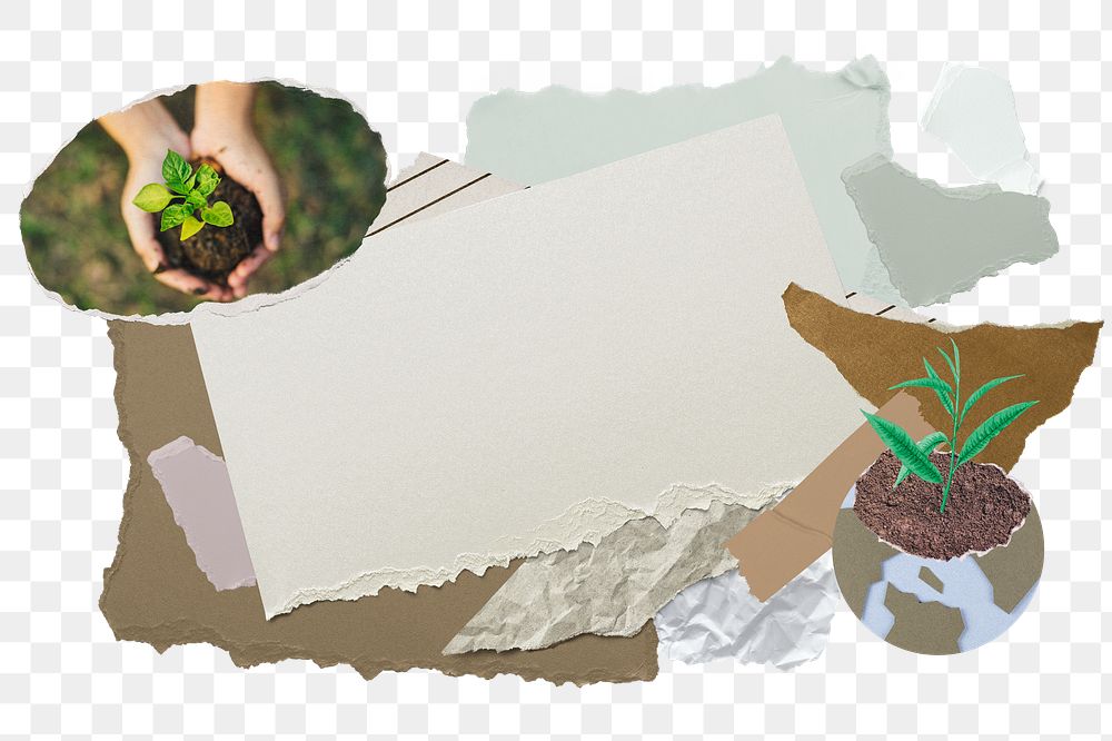 Aesthetic environment png frame, paper collage, transparent background