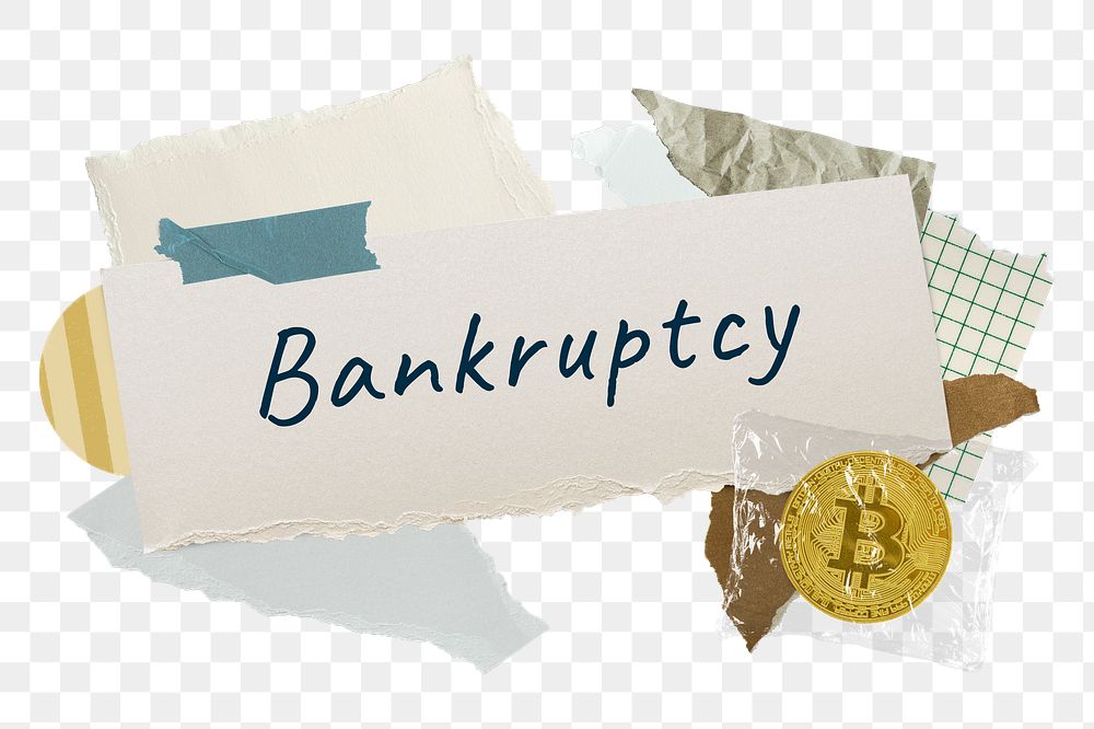 Bankruptcy png word sticker typography, finance aesthetic paper collage, transparent background