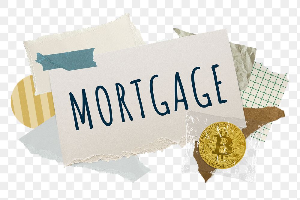 Mortgage png word sticker typography, finance aesthetic paper collage, transparent background