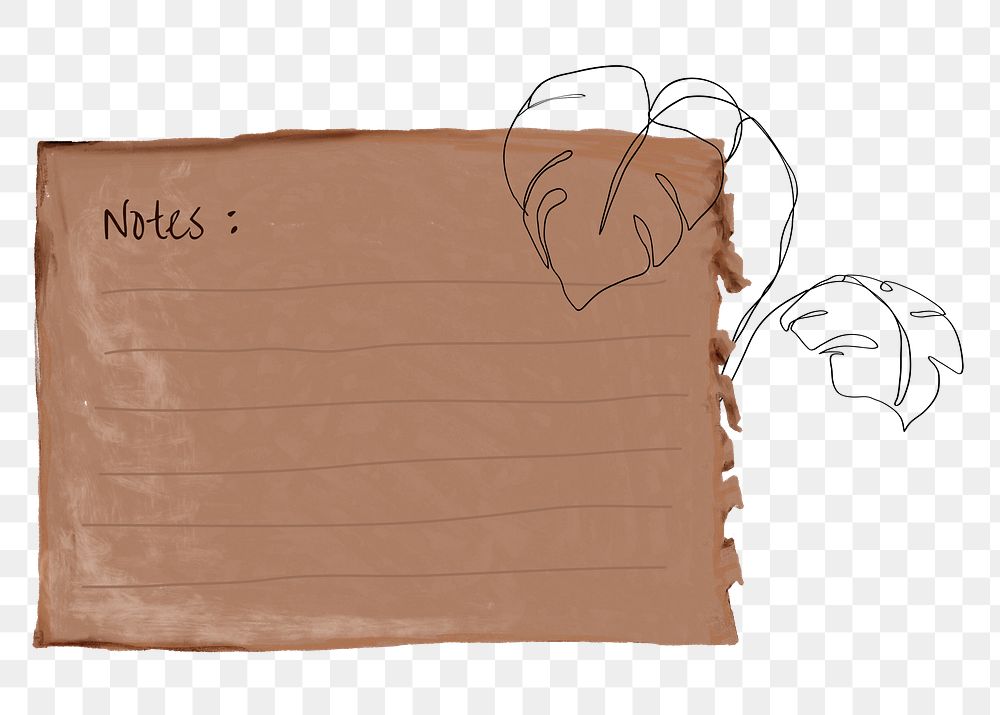 Leafy note paper png sticker, stationery doodle, transparent background
