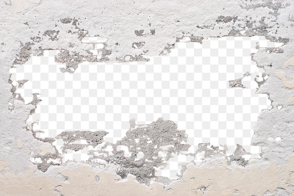 Broken concrete wall png mockup on transparent background