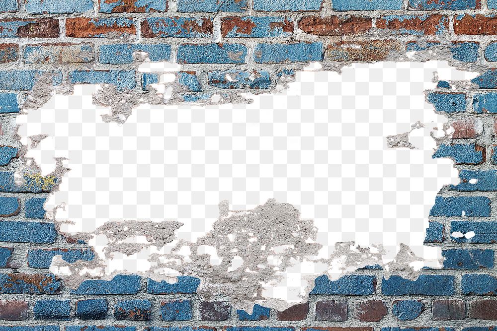 Brick wall hole png mockup, transparent background