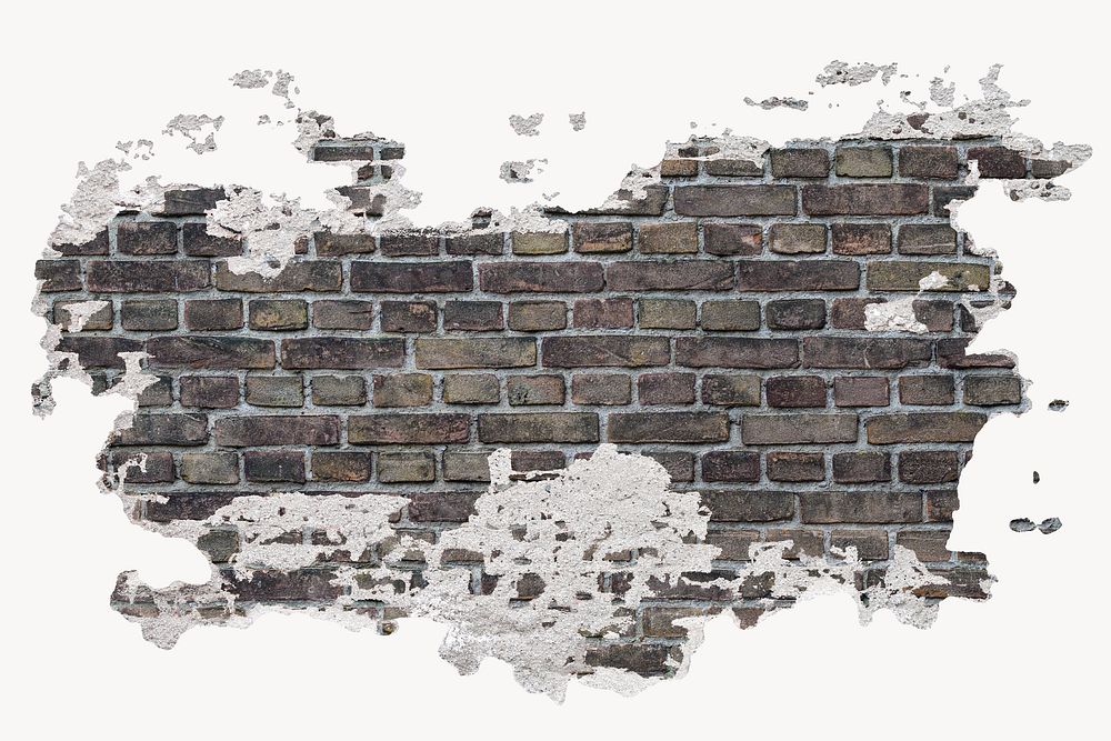 Broken brick wall png sticker on transparent background