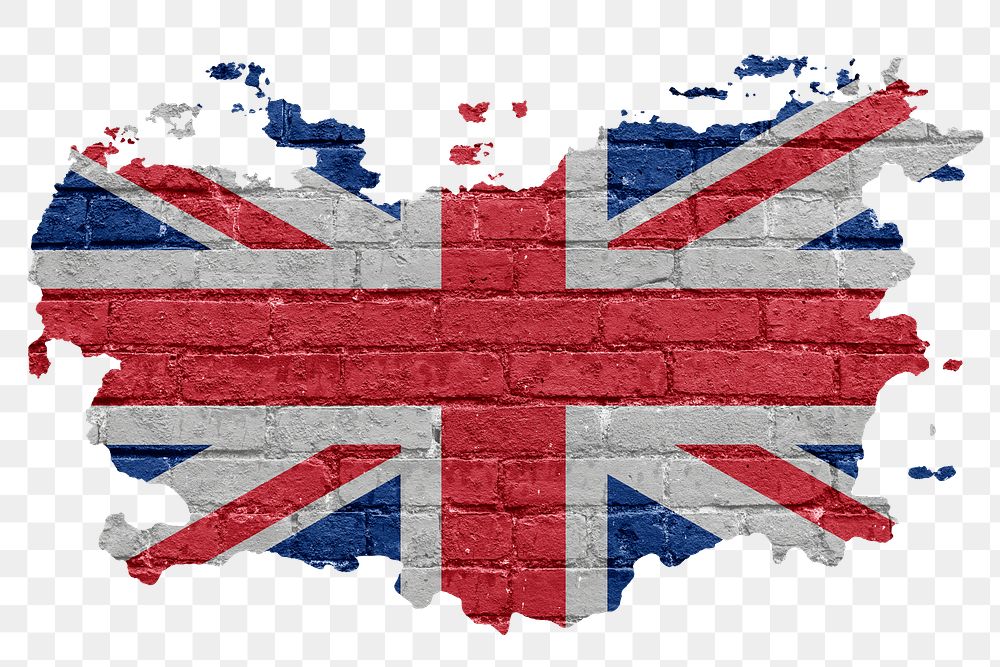 Png British flag brick wall sticker, transparent background