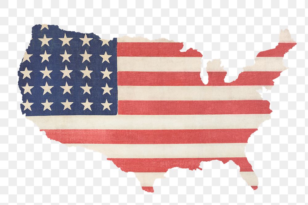 Png American flag continent sticker, transparent background