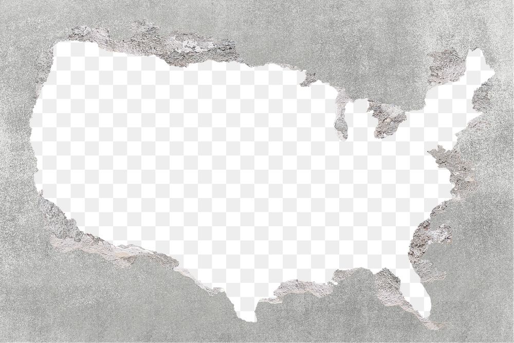 Png America broken wall mockup, transparent background
