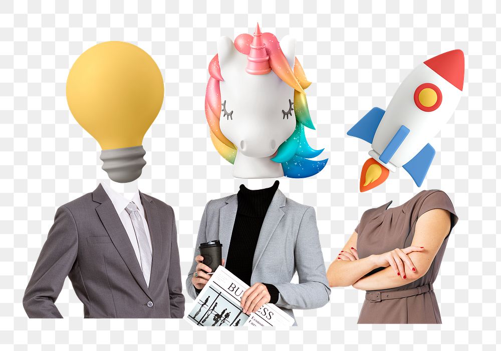 Startup business png team sticker, teamwork, success remixed media, transparent background