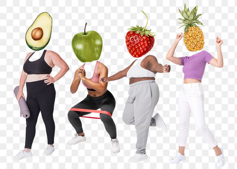 Fruit head png people, health, wellness remixed media, transparent background