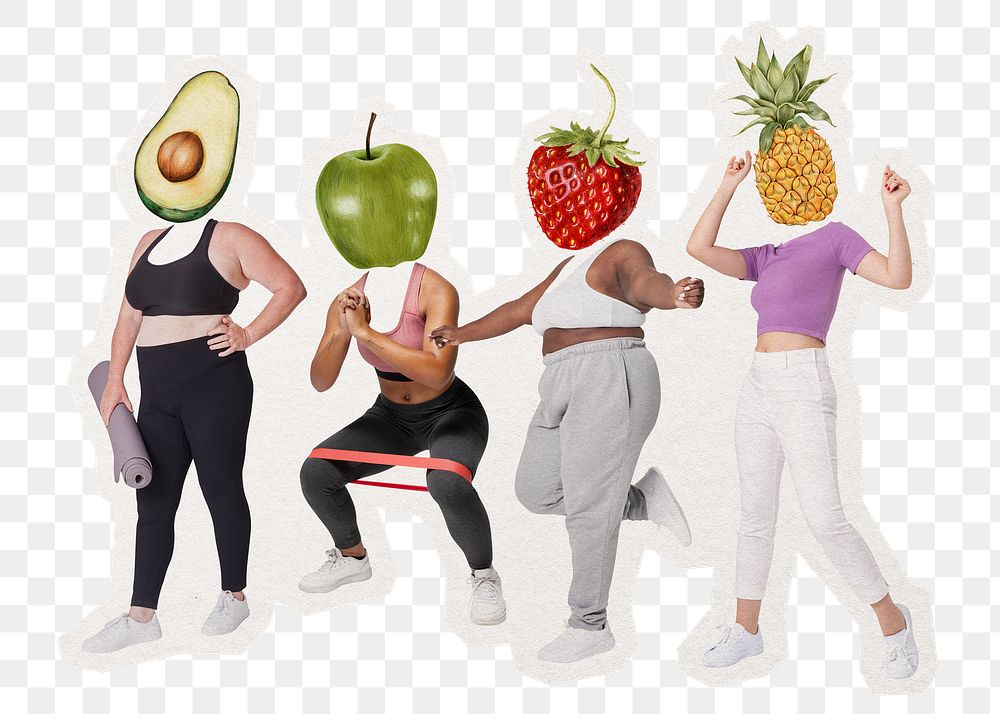 Fruit head png people, health, wellness remixed media, transparent background