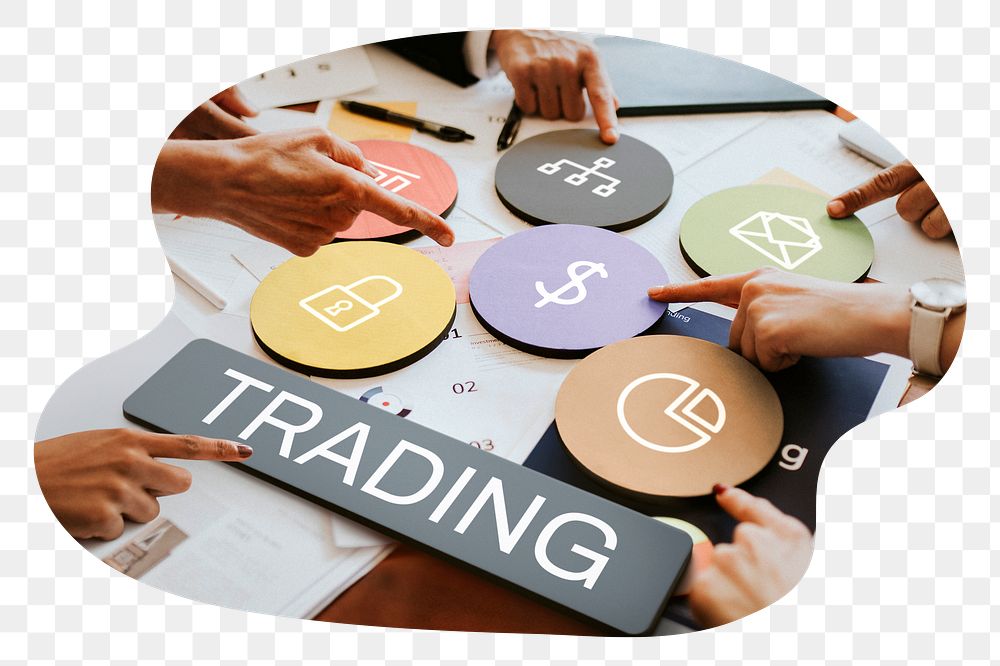 Trading  png word business people cutout on transparent background