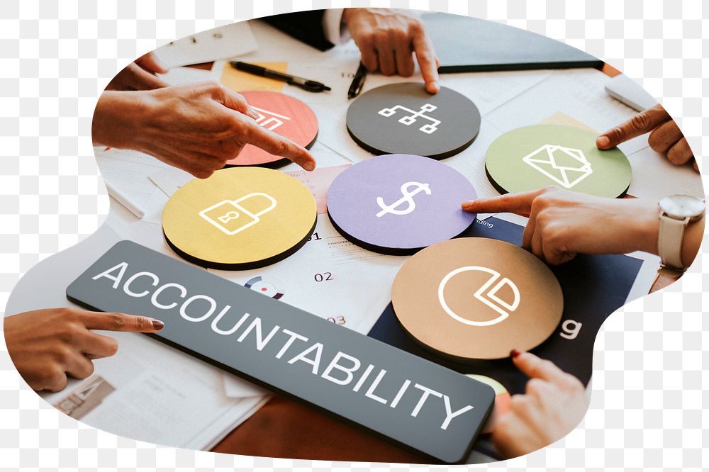 Accountability  png word business people cutout on transparent background