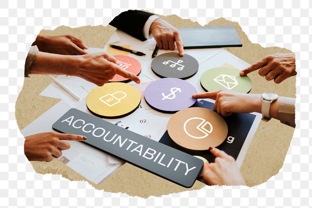 Accountability  png word business people cutout on transparent background