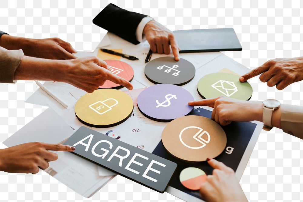 Agree  png word business people cutout on transparent background