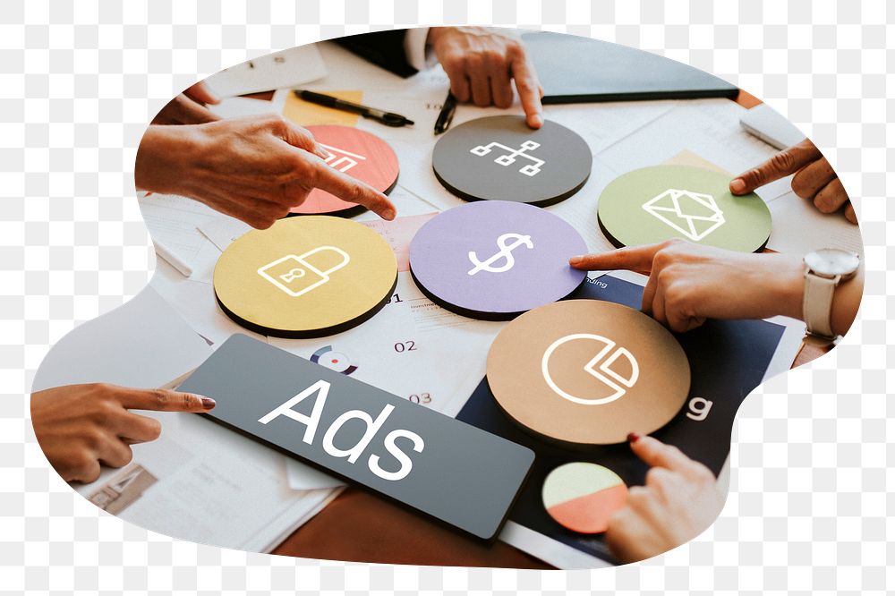 Ads  png word business people cutout on transparent background