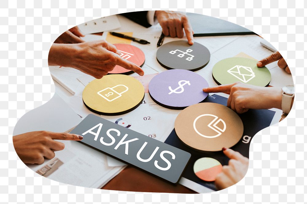 Ask us  png word business people cutout on transparent background