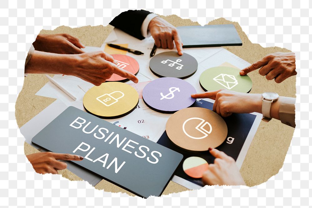 Business plan  png word business people cutout on transparent background