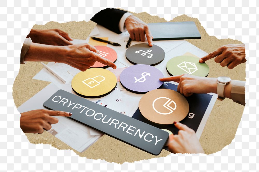 Cryptocurrency  png word business people cutout on transparent background