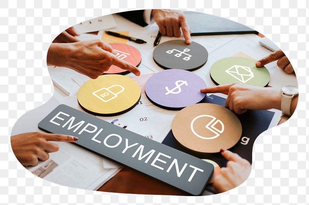 Employment  png word business people cutout on transparent background