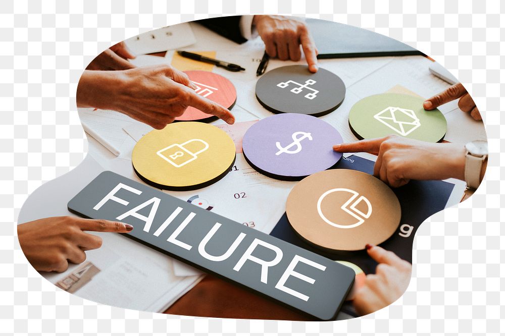 Failure  png word business people cutout on transparent background