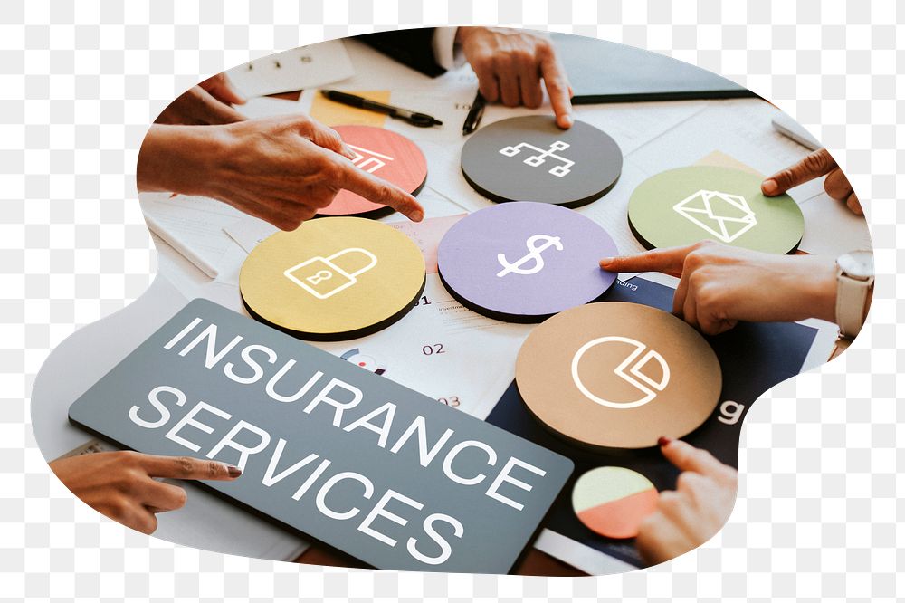 Insurance services  png word business people cutout on transparent background