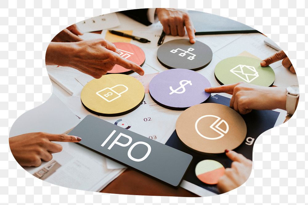 IPO  png word business people cutout on transparent background