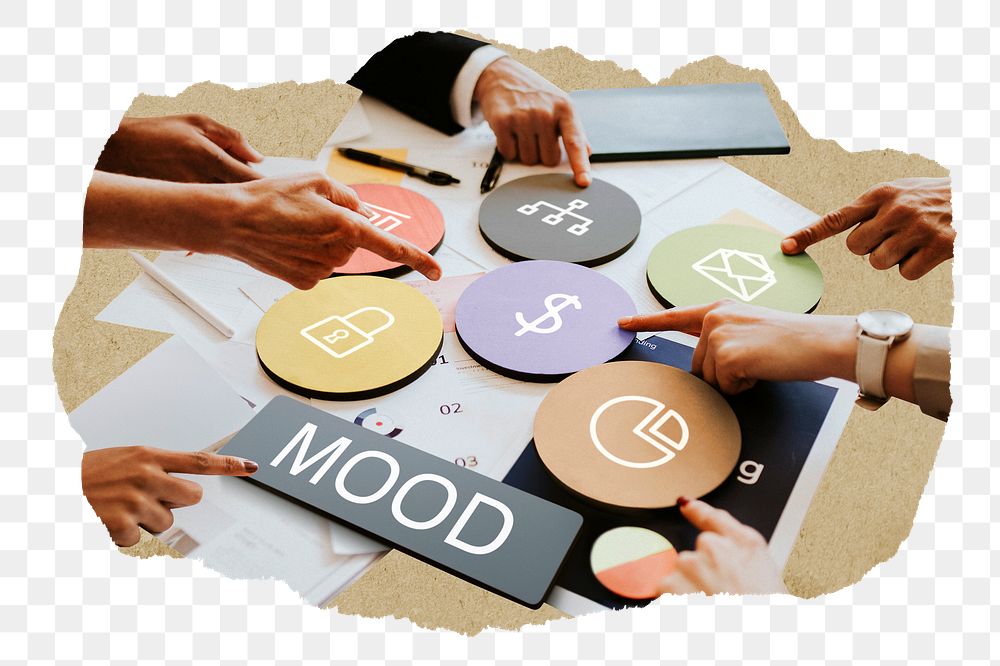 Mood  png word business people cutout on transparent background