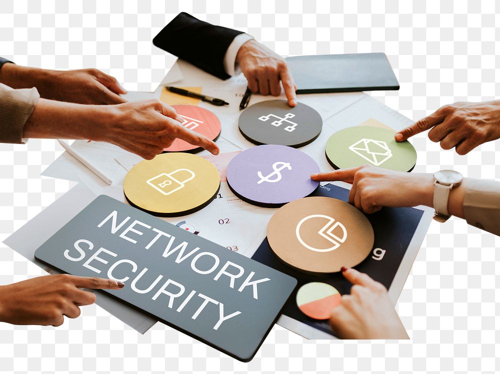 Network security  png word business people cutout on transparent background