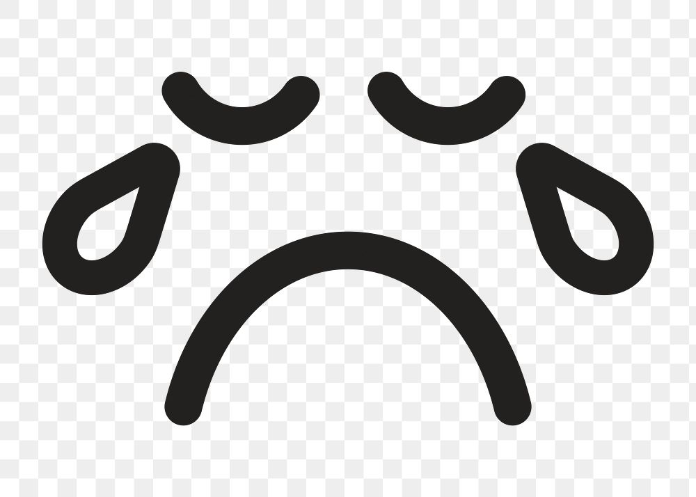 Crying face png emoticon sticker, transparent background