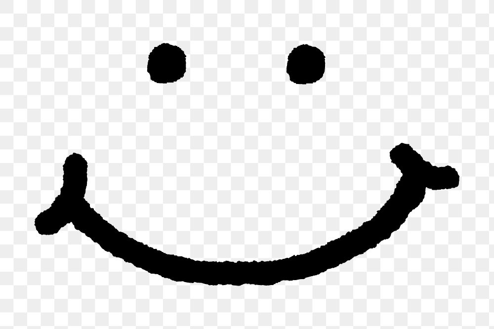 Smiling face png sticker, emoticon doodle, transparent background