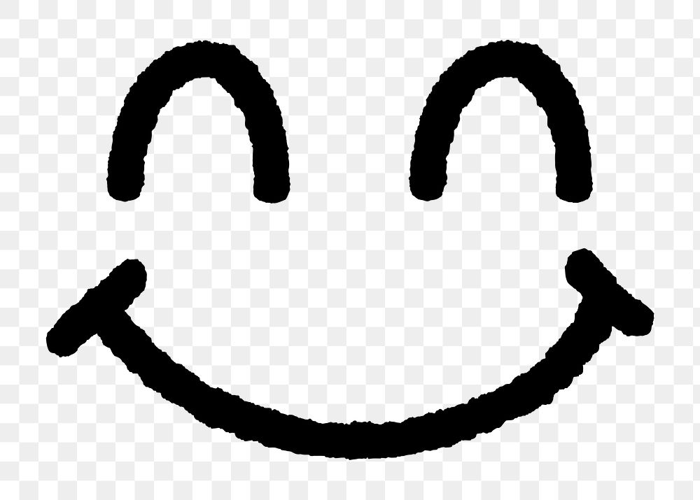 Smiling face png sticker, emoticon doodle, transparent background