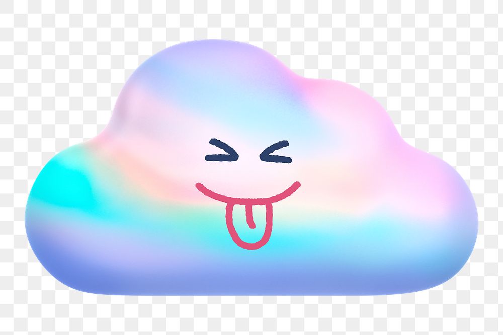 Playful face cloud png sticker, 3D emoticon, transparent background