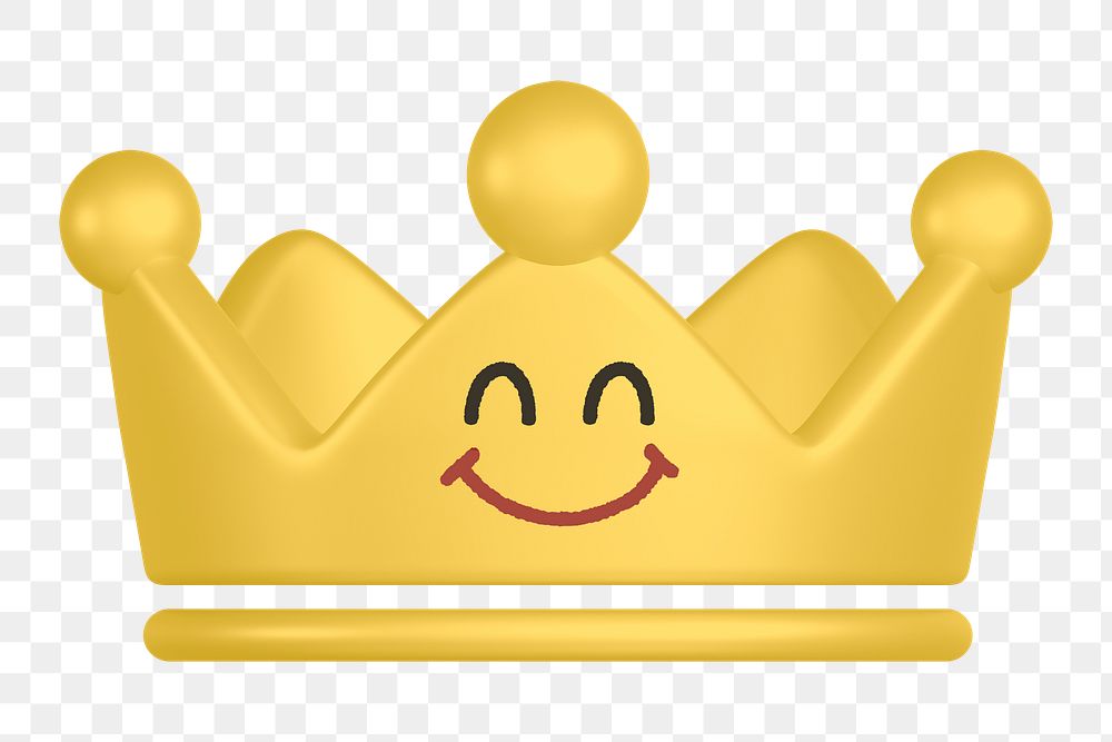 Smiling crown png sticker, 3D emoticon illustration, transparent background