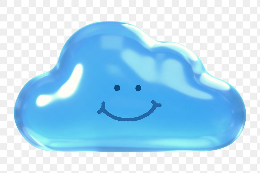 Smiling cloud png sticker, 3D emoticon, transparent background