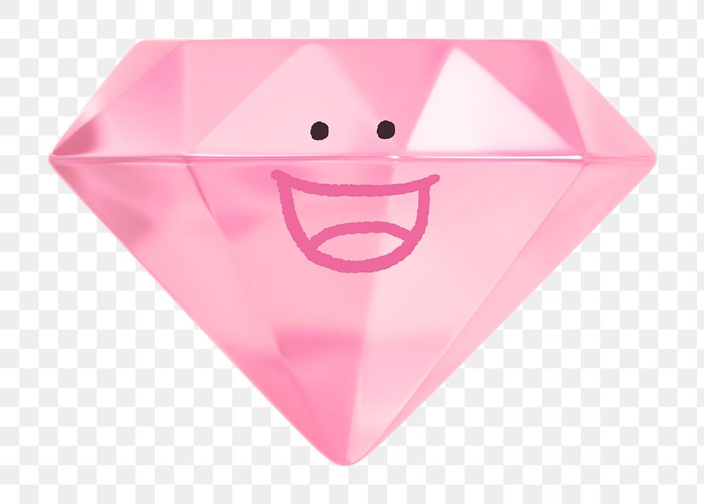 Grinning diamond png sticker, 3D emoticon illustration, transparent background