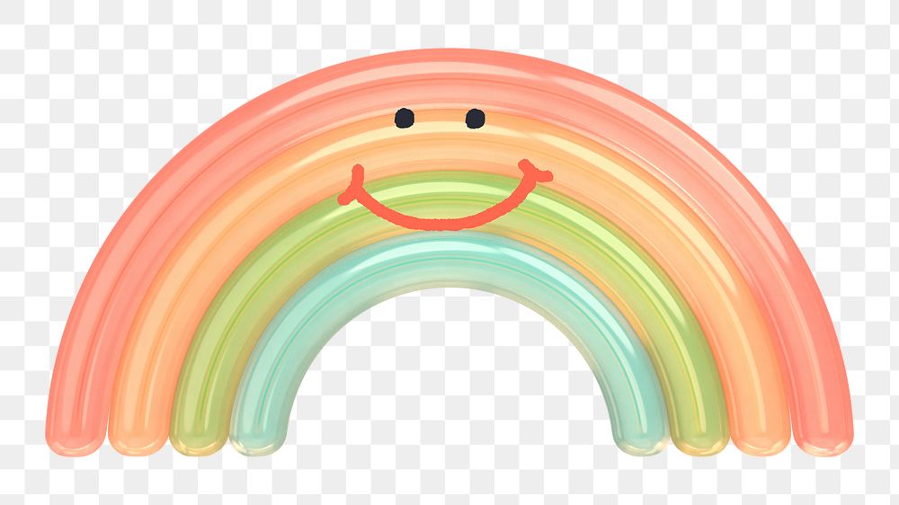 Smiling rainbow png sticker, 3D emoticon illustration, transparent background
