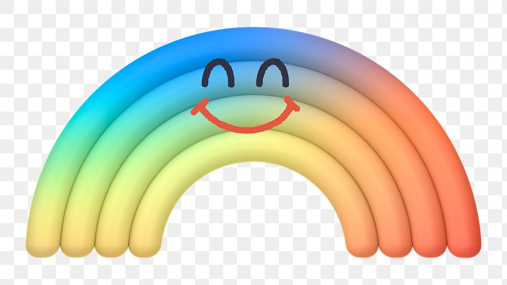 Smiling rainbow png sticker, 3D emoticon illustration, transparent background