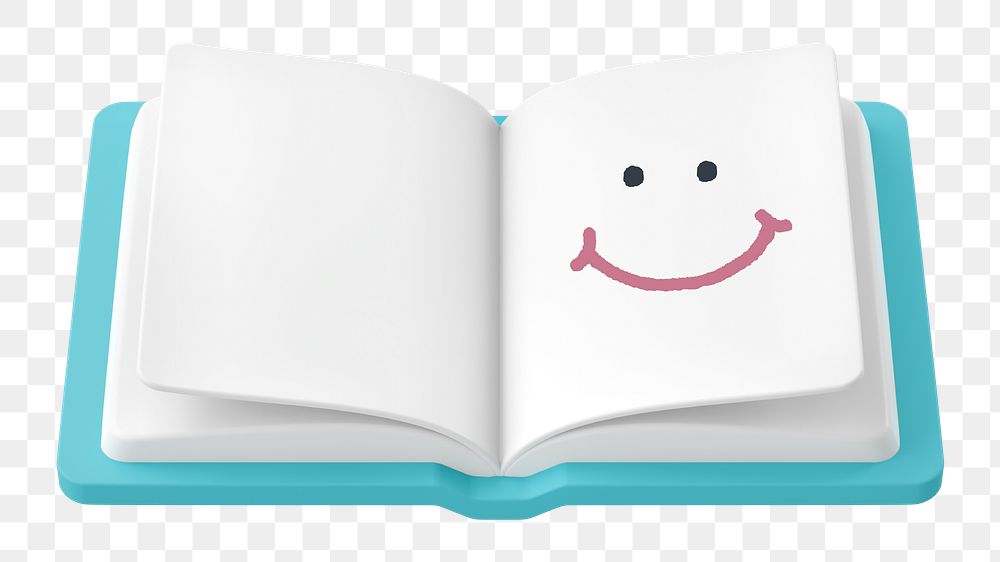 Smiling book png sticker, 3D emoticon illustration, transparent background