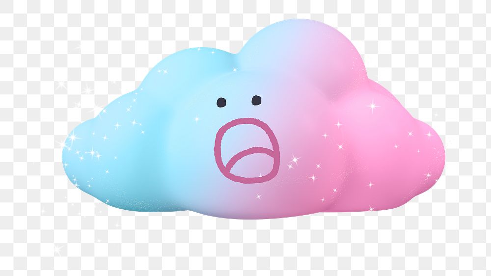 Surprised cloud png sticker, 3D emoticon, transparent background