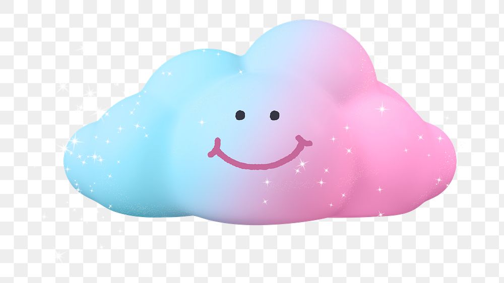 Smiling cloud png sticker, 3D emoticon, transparent background