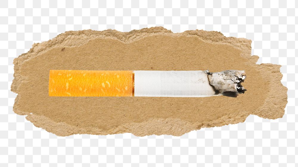 Cigarette png sticker, ripped paper, transparent background