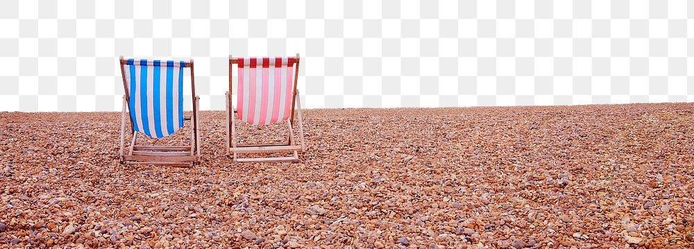 Beach chairs png border, transparent background