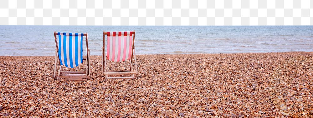 Beach chairs png border, transparent background