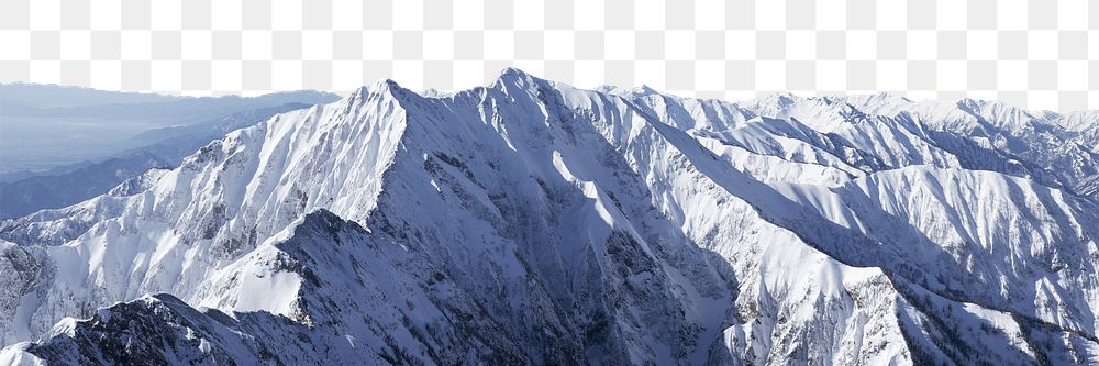 Snowy mountain png border, transparent background