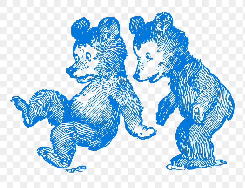 Little bears png sticker, wildlife cartoon, transparent background