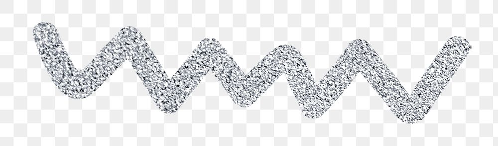 Zig zag png line sticker, silver glitter design, transparent background