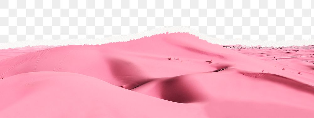 Pink desert png border, ripped paper, transparent background