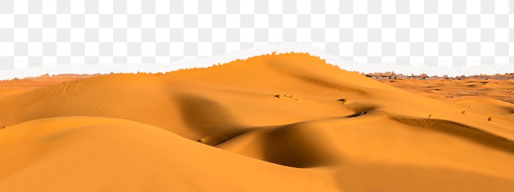 Orange desert png border, ripped paper, transparent background