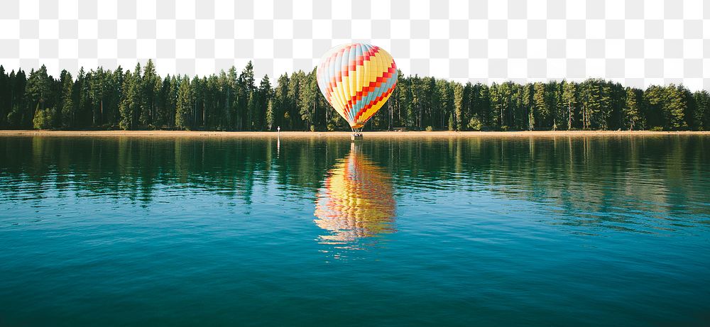 Hot air balloon png border, transparent background