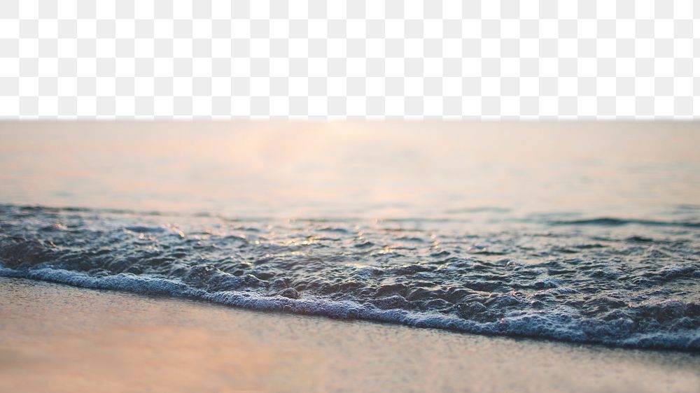 Beach wave png border, transparent background